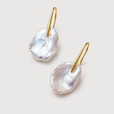 Moon Petal Flat Baroque Pearl Earrings