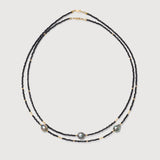 Midnight Eclipse Double Black Spinel & Tahitian Pearl Convertible Necklace