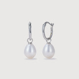 Dewdrop | Drop Pearl Huggie Earrings