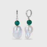 Verde Malachite Baroque Pearl Earrings