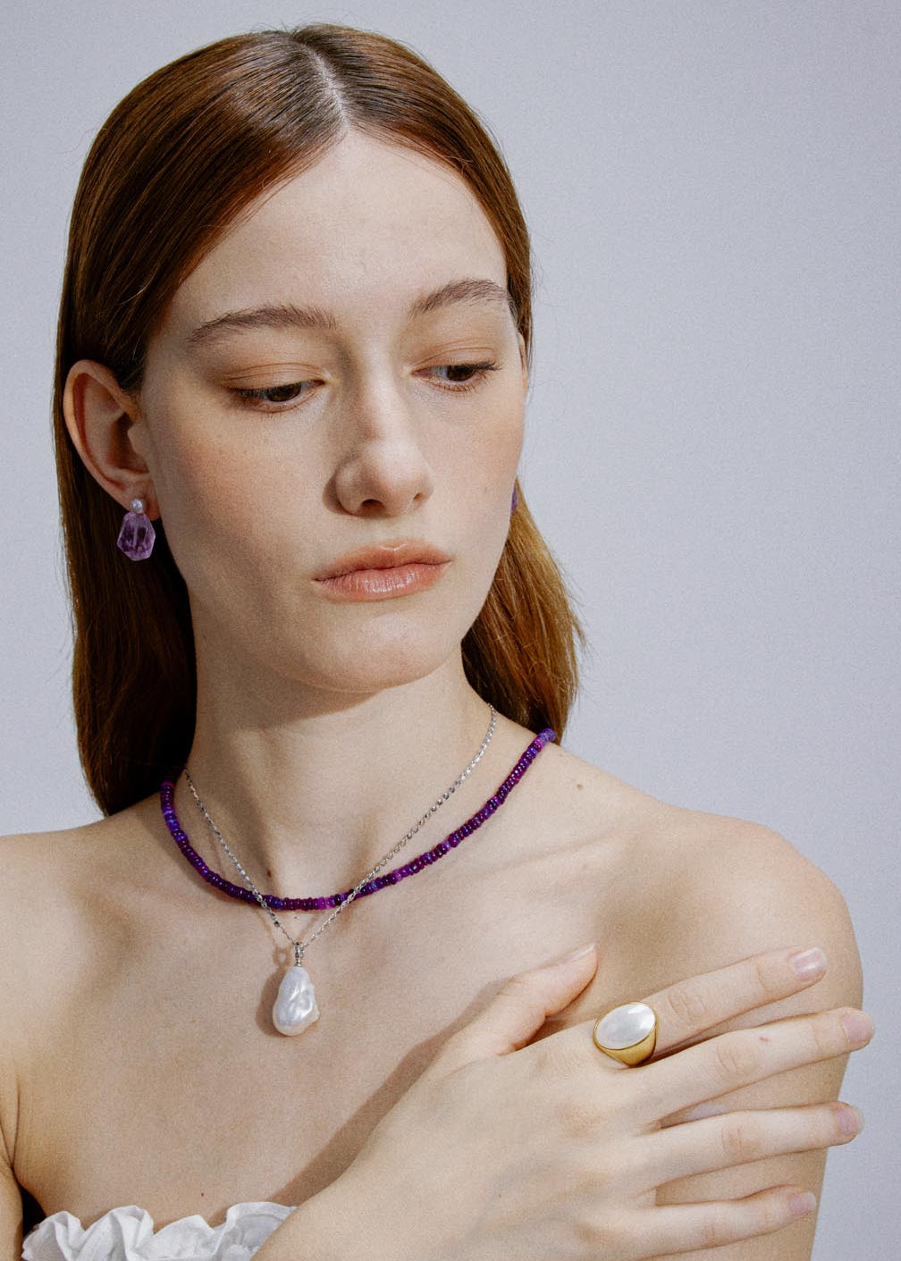 Lumina Mother of Pearl Statement Ring- White