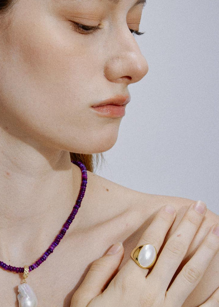 Lumina Mother of Pearl Statement Ring- White