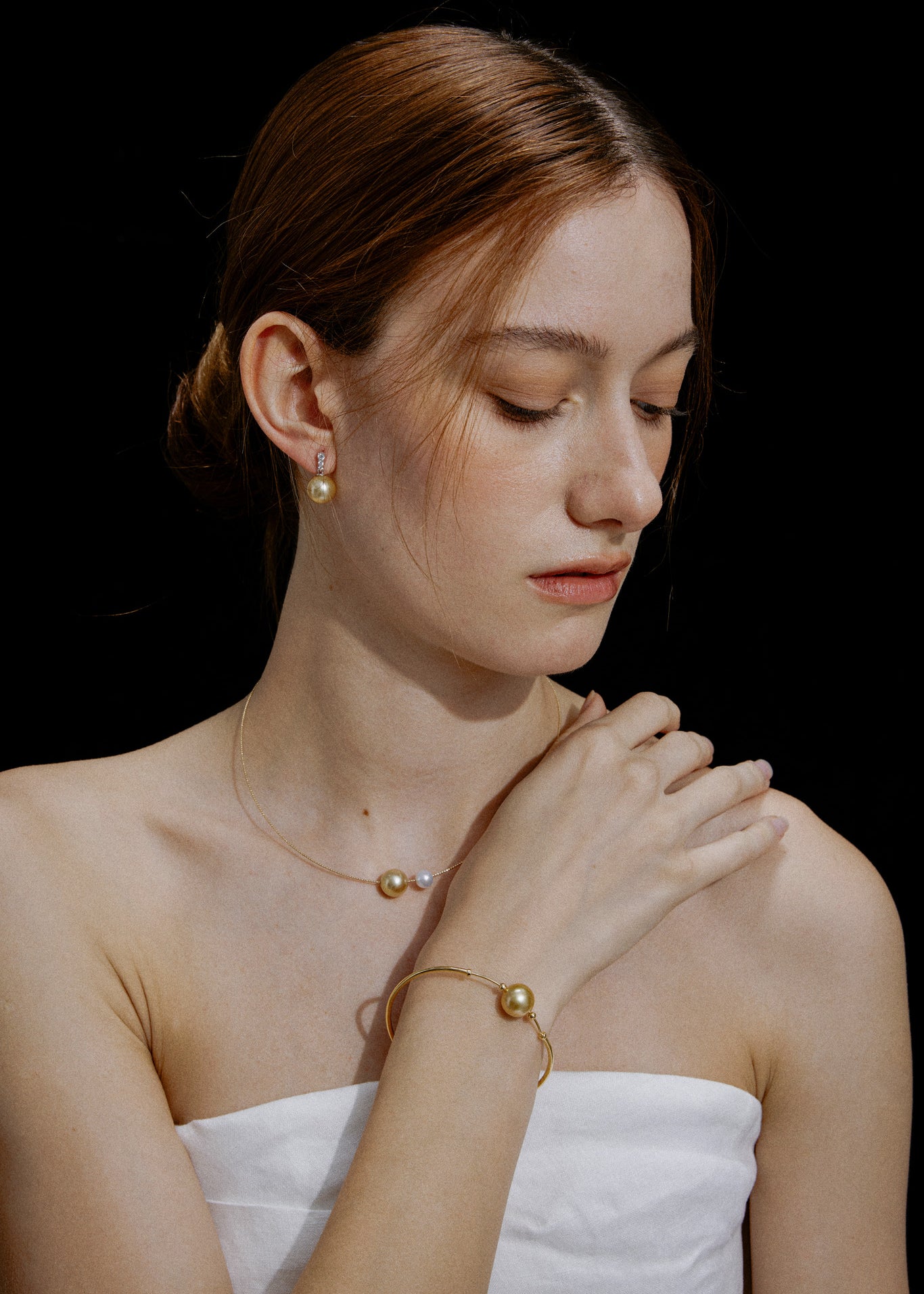 Solène Golden South Sea Pearl Drop Earrings