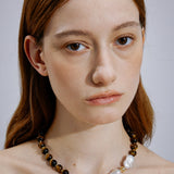 Horizon Tiger's Eye & Baroque Pearl Necklace