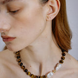 Horizon Tiger's Eye & Baroque Pearl Necklace