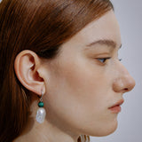 Verde Malachite Baroque Pearl Earrings