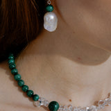 Verde Malachite Baroque Pearl Earrings