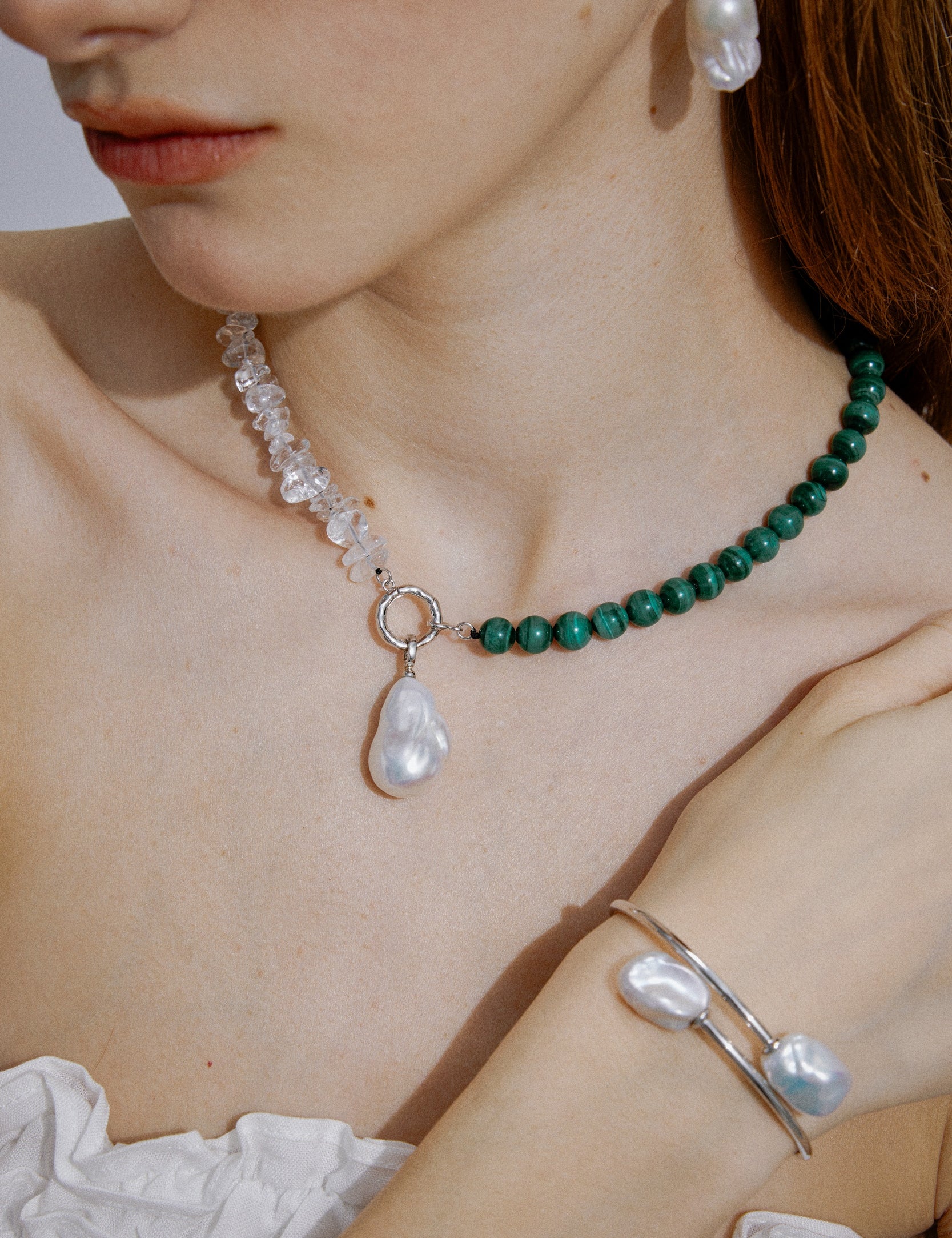 Twin Flame Open Baroque Pearl Cuff Bracelet