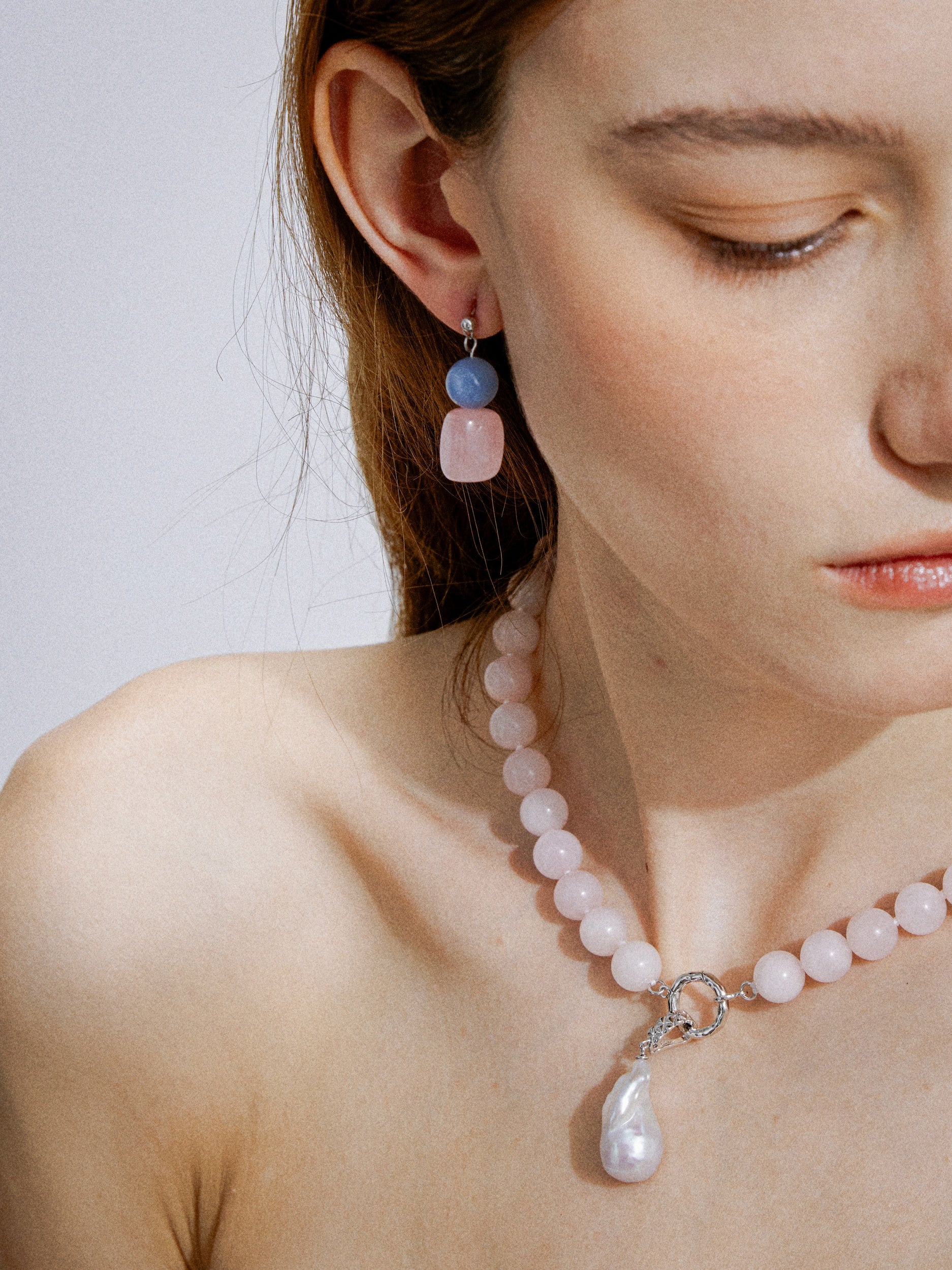 Sorbet Angelite Rose Quartz Earrings