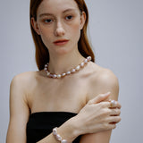 Rosé Pink Round Baroque Pearl Necklace