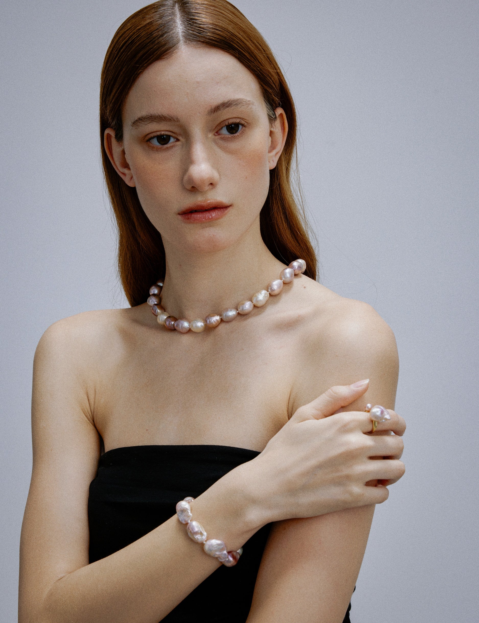 Rosé Pink Round Baroque Pearl Necklace