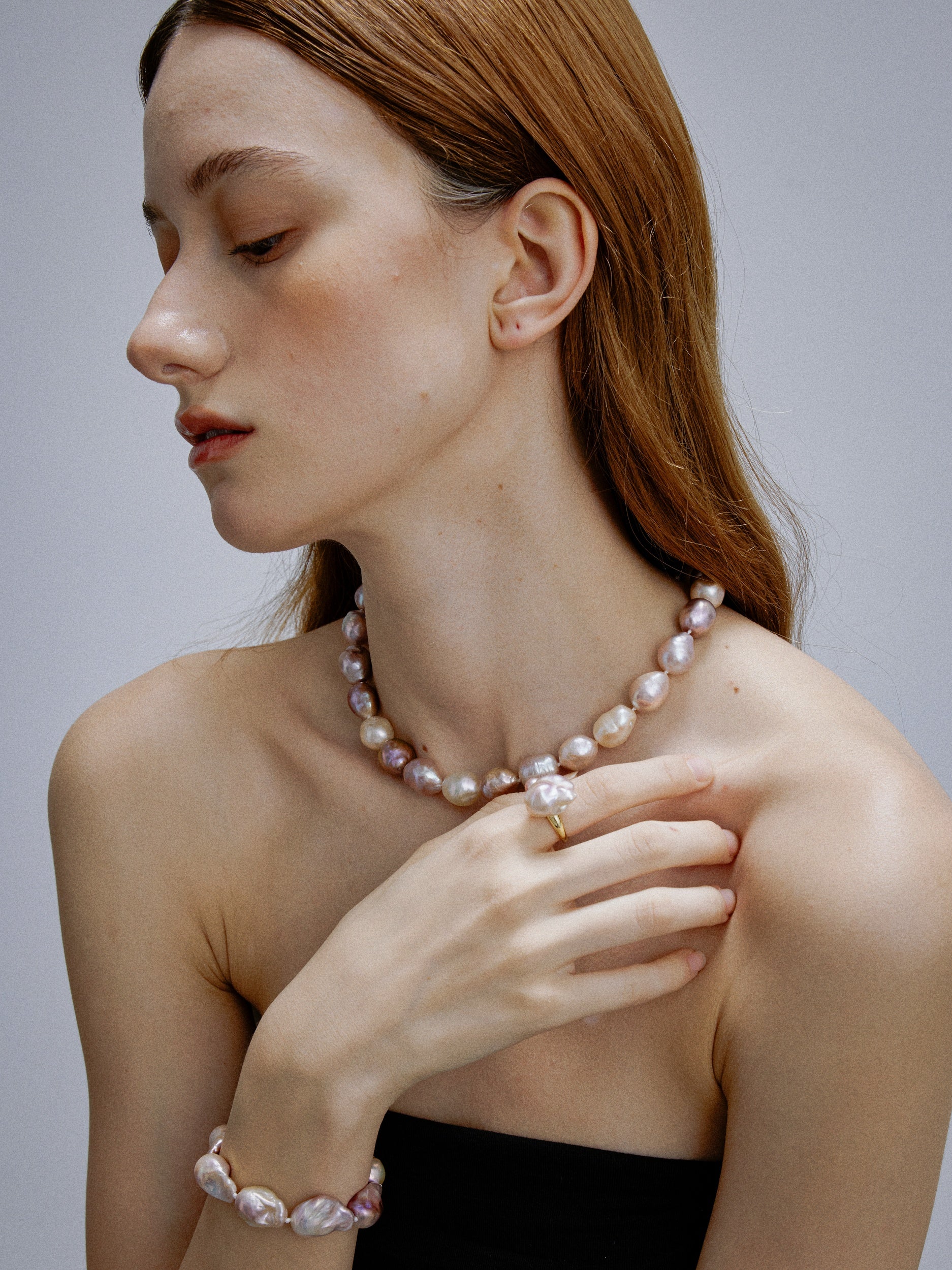 Rosé Pink Round Baroque Pearl Necklace