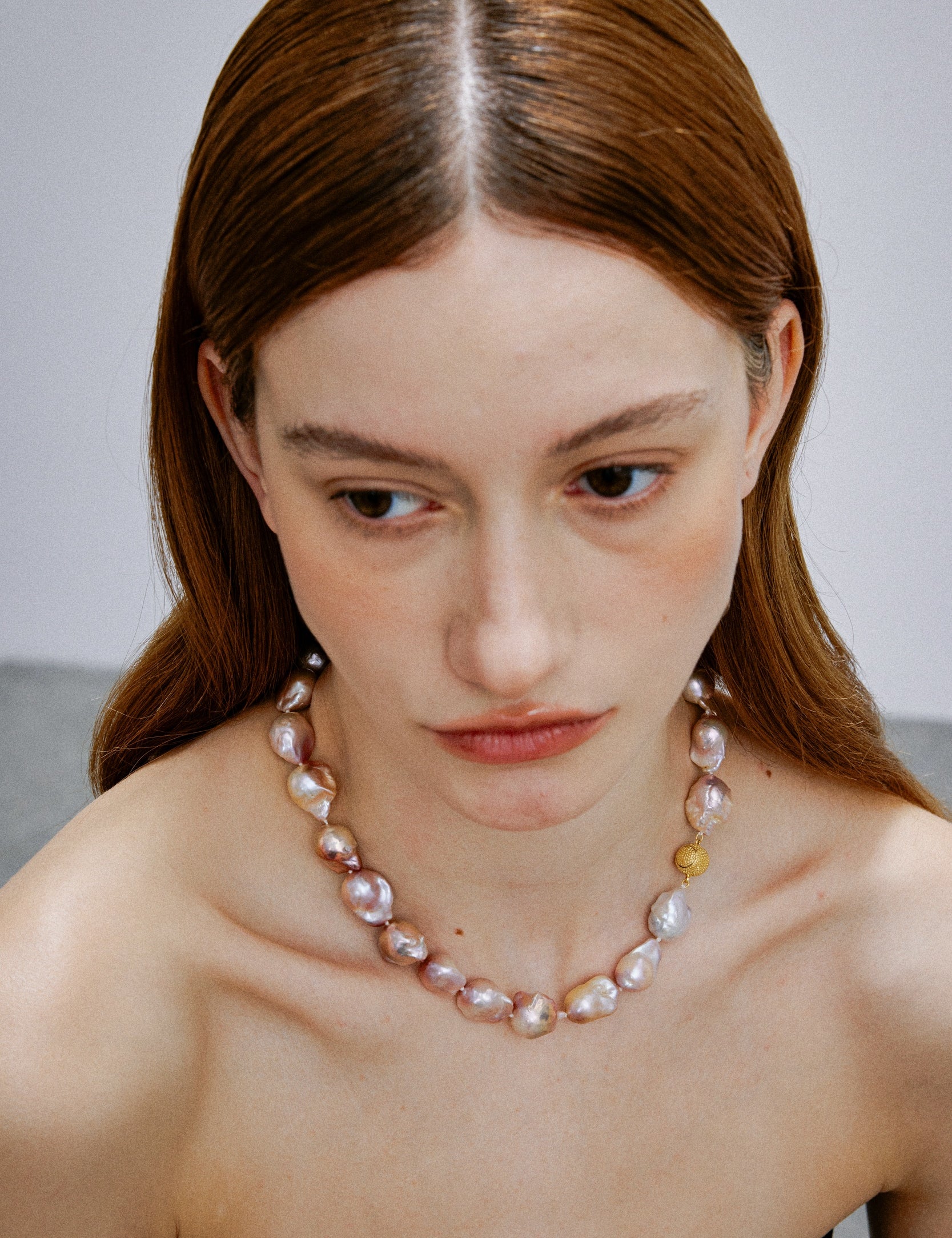 Rosé Pink Round Baroque Pearl Necklace