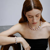 Rosé Pink Round Baroque Pearl Necklace