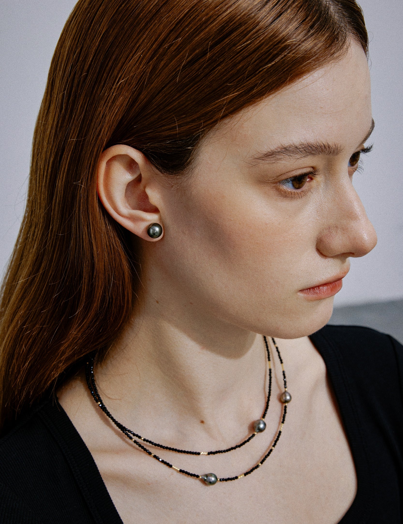 Midnight Eclipse Double Black Spinel & Tahitian Pearl Convertible Necklace