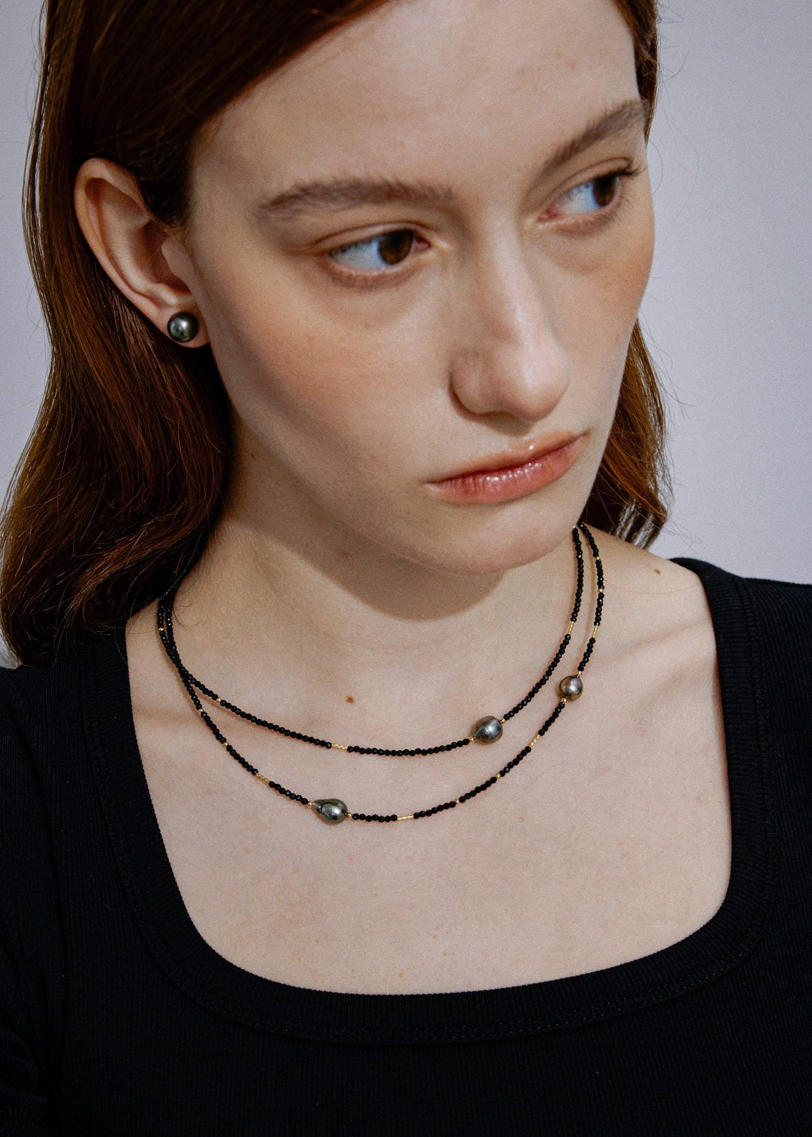 Midnight Eclipse Double Black Spinel & Tahitian Pearl Convertible Necklace