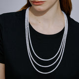 Moonlit Veil Triple-Strand Freshwater Pearl Necklace