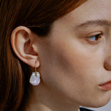 Moon Petal Flat Baroque Pearl Earrings
