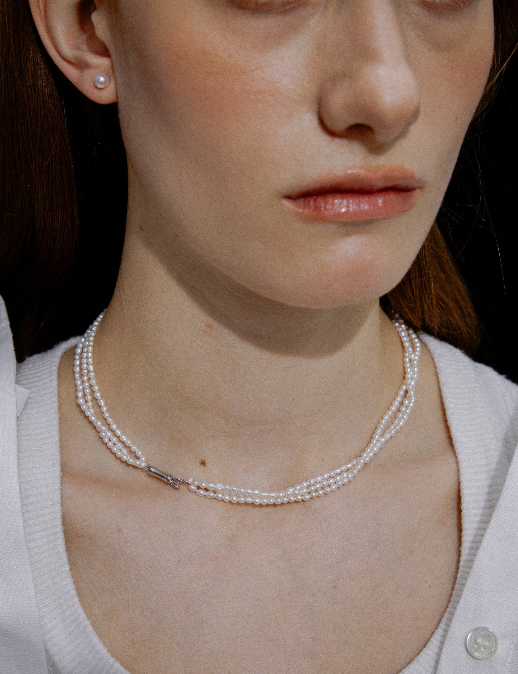 Ripple Triple-Strand Baby Pearl Necklace
