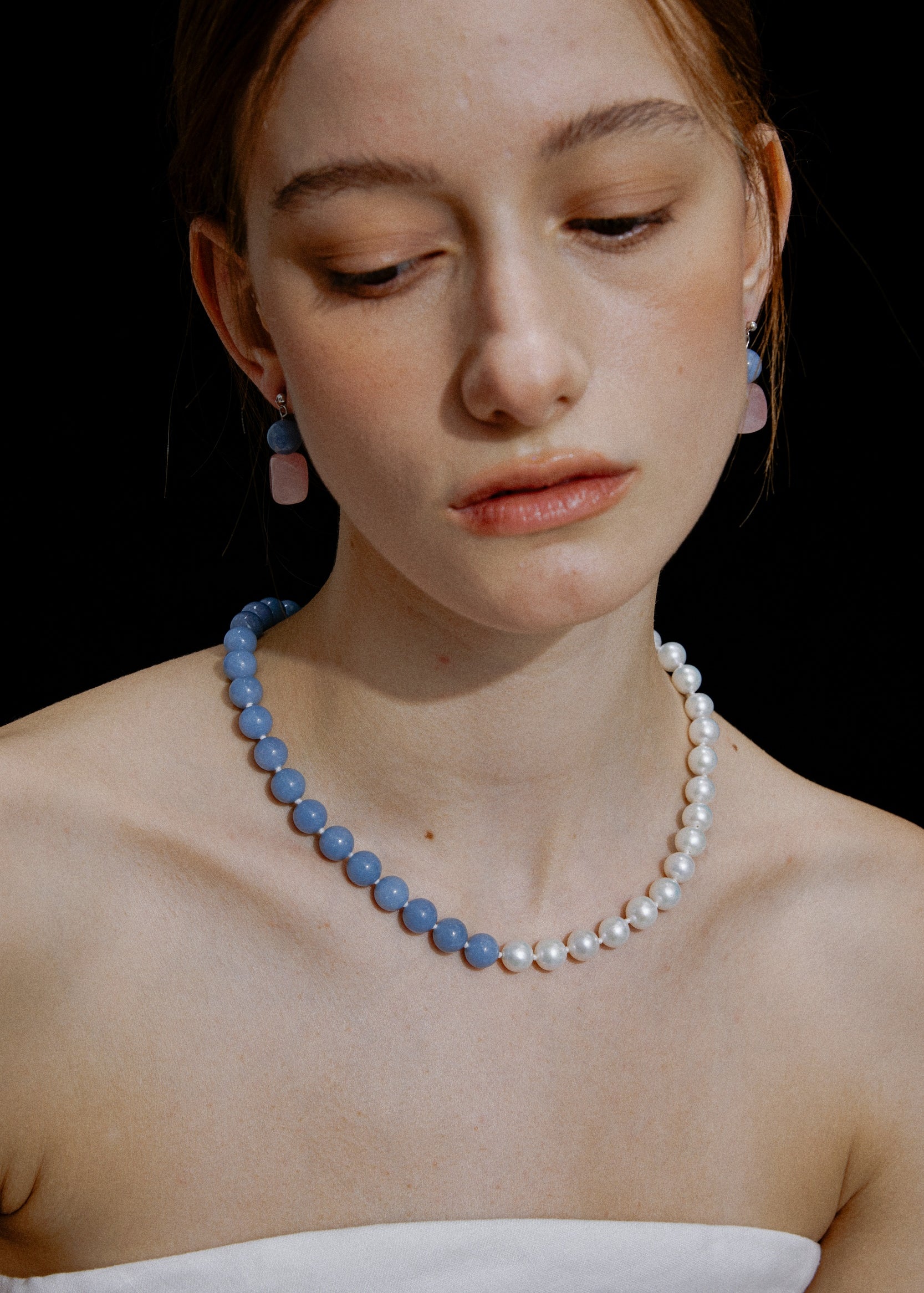 Celeste Angelite Pearl Necklace