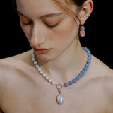 Celeste Angelite Pearl Necklace