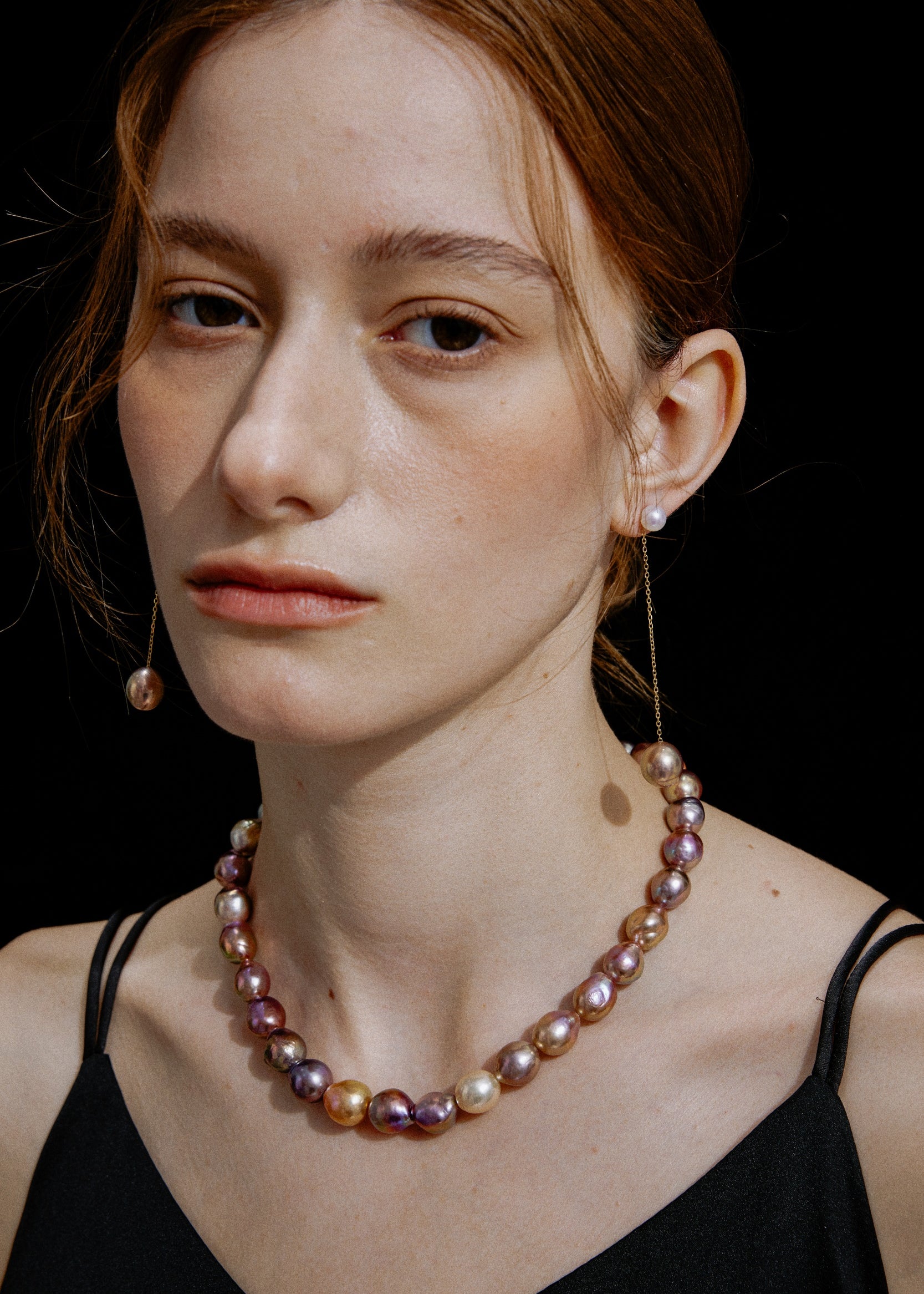 Violette Baroque Pearl Drop Earrings (Long)