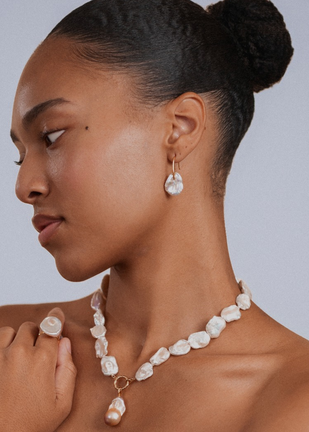 Moon Petal Flat Baroque Pearl Necklace