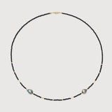 Midnight Eclipse Double Black Spinel & Tahitian Pearl Convertible Necklace
