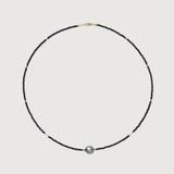 Midnight Eclipse Double Black Spinel & Tahitian Pearl Convertible Necklace
