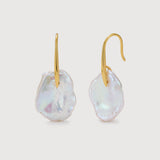 Moon Petal Flat Baroque Pearl Earrings